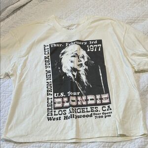 Blondie Tour Graphic Tee - Cream with Black Print and sequins lettering